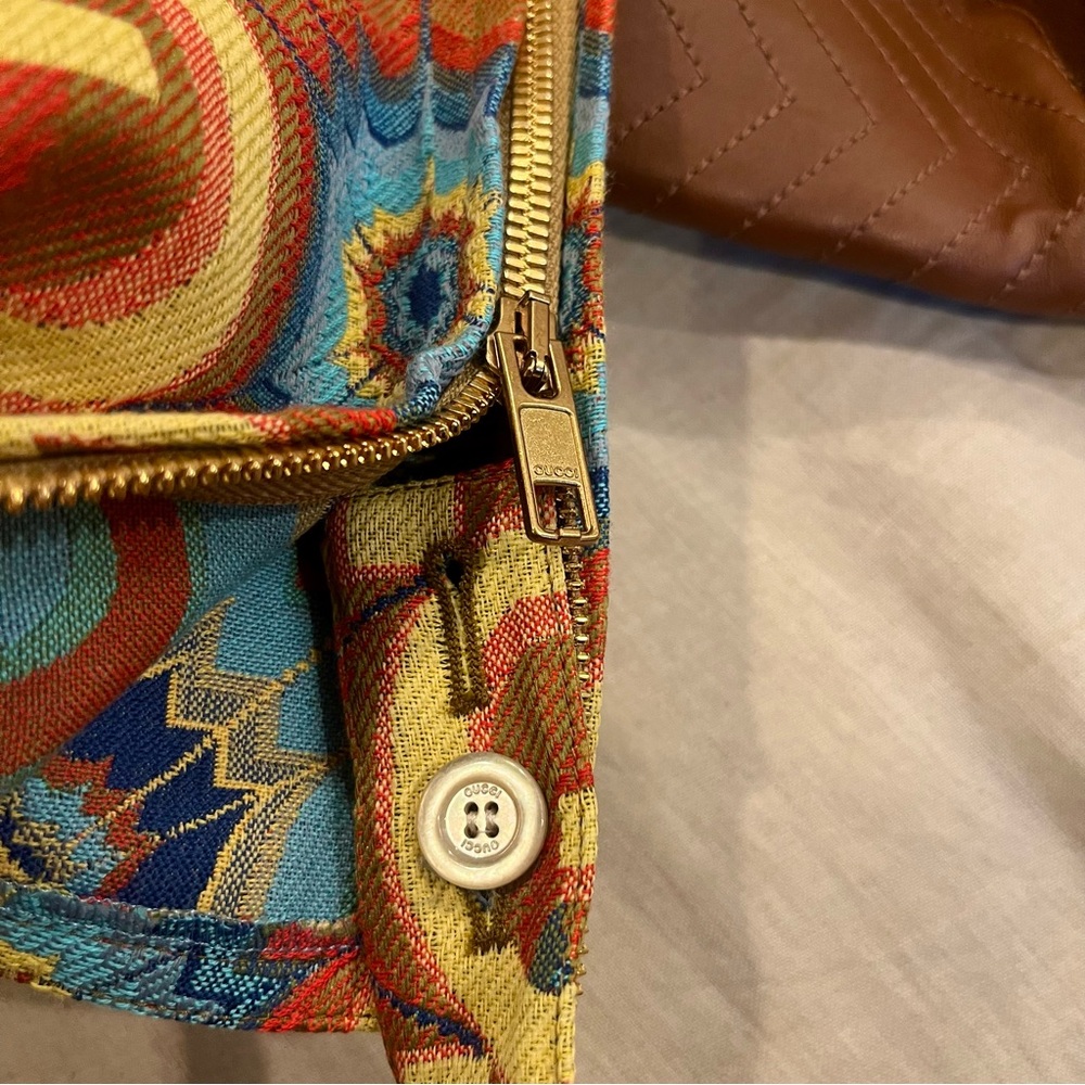 $2950 Gucci Psychedelic GG Logo With Leather Detail Trousers - Picture 9 of 15